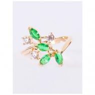 Кольцо помолвочное , фианит, размер 20, зеленый, мультиколор Lotus Jewelry
