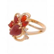 Кольцо помолвочное , агат, размер 19, бордовый Lotus Jewelry