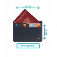 Обложка для паспорта  21165B.000.88, натуральная кожа, отделение для карт, подарочная упаковка, синий Petek 1855