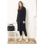 Пальто-халат   демисезонное, силуэт прямой, удлиненное, размер 40-42/170, черный Margo