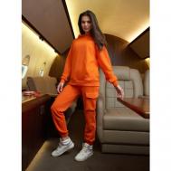 Костюм, брюки, спортивный стиль, карманы, размер 44, оранжевый Unlock