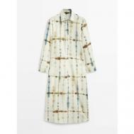 Платье , размер 42, синий, белый Massimo Dutti