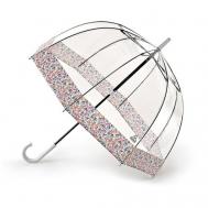 Зонт-трость , механика, купол 84 см., 8 спиц, прозрачный, для женщин, розовый, бесцветный FULTON