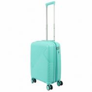 Умный чемодан  Light, полипропилен, ребра жесткости, рифленая поверхность, увеличение объема, 45 л, размер S+, бирюзовый, голубой Impreza