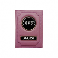 Обложка , натуральная кожа, розовый Audi