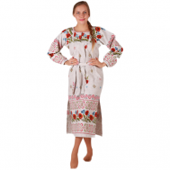 Платье размер 44-46, бежевый, красный Русский Сарафан