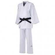 Кимоно  для дзюдо  без пояса, сертификат IJF, размер 210, белый Adidas