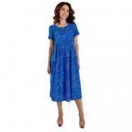 Платье , вискоза, в стиле бохо, миди, размер 52, синий, белый Bitisway