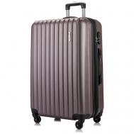 Умный чемодан  4231, ABS-пластик, пластик, рифленая поверхность, опорные ножки на боковой стенке, 90 л, размер L, коричневый L'Case