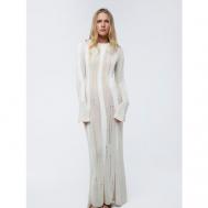 Платье , повседневное, прилегающее, макси, вязаное, размер 44, белый, бежевый Manera Odevatca