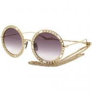 Солнцезащитные очки , круглые, оправа: металл, градиентные, для женщин, золотой Gucci