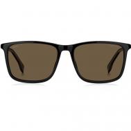 Солнцезащитные очки , прямоугольные, оправа: пластик, поляризационные, для мужчин, черный BOSS