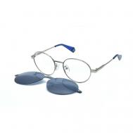 Солнцезащитные очки , круглые, оправа: металл, поляризационные, для мужчин, серебряный Polaroid