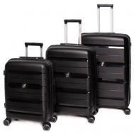 Умный чемодан , 3 шт., 108 л, размер S/M/L, черный Impreza