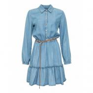 Платье-рубашка , повседневное, свободный силуэт, мини, размер 44, голубой Liu Jo