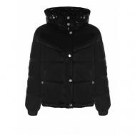 куртка  , демисезон/зима, средней длины, силуэт свободный, капюшон, карманы, размер M, черный Liu Jo