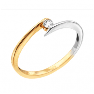 Кольцо , комбинированное золото, 585 проба, бриллиант, размер 18 Кристалл мечты