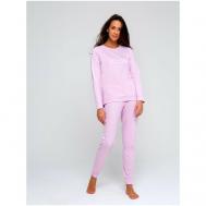 Комплект , брюки, свитшот, длинный рукав, пояс на резинке, трикотажная, размер 42, розовый RAPOSA
