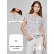 Блуза  , повседневный стиль, короткий рукав, размер M, голубой ZOLLA