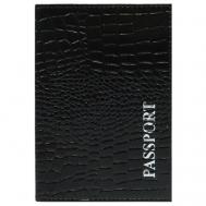Обложка для паспорта , натуральная кожа, подарочная упаковка, черный Fostenborn