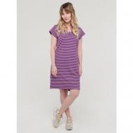 Платье-футболка , хлопок, повседневное, полуприлегающее, до колена, карманы, размер 50, белый, фиолетовый Алтекс