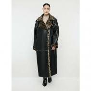 Пальто , искусственный мех, удлиненное, карманы, размер 44, коричневый Alef