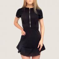 Платье-поло хлопок, повседневное, прилегающее, мини, размер 44-46, черный Seller59