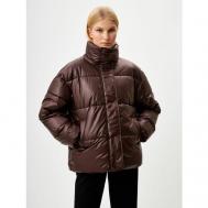 куртка  , демисезон/зима, средней длины, силуэт прямой, стеганая, подкладка, карманы, без капюшона, утепленная, размер S INT, коричневый SELA
