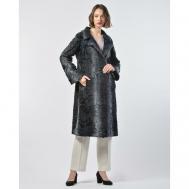 Пальто , каракуль, силуэт прямой, пояс/ремень, размер 40, синий Manakas Frankfurt