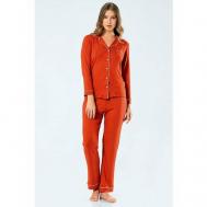 Пижама , брюки, длинный рукав, карманы, размер L, оранжевый Turen