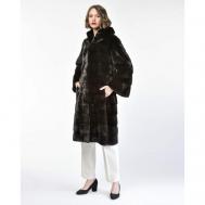 Пальто , норка, силуэт прямой, капюшон, размер 40, черный Manakas Frankfurt