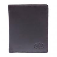 Бумажник , фактура тиснение, гладкая, черный, коричневый Klondike 1896