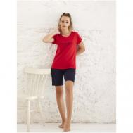 Пижама , короткий рукав, размер 00S(44-46), синий, красный Relax Mode