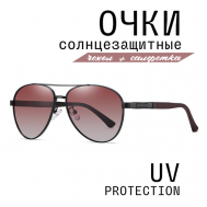 Солнцезащитные очки , авиаторы, оправа: металл, поляризационные, с защитой от УФ, черный MIOFORM