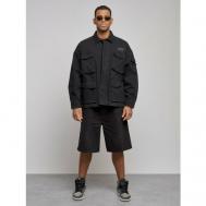 Джинсовая куртка  демисезонная, силуэт свободный, карманы, манжеты, размер 48, черный MTFORCE