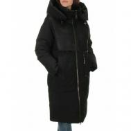 куртка  зимняя, средней длины, силуэт свободный, капюшон, карманы, отделка мехом, ветрозащитная, манжеты, несъемный мех, размер 48, черный Не определен
