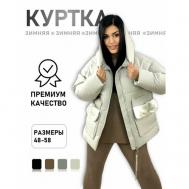 куртка  зимняя, силуэт прямой, карманы, капюшон, размер 56, белый Diffberd