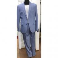 Костюм , пиджак и брюки, повседневный стиль, прилегающий силуэт, размер 170-100, голубой Truvor