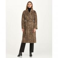 Пальто   демисезонное, силуэт прямой, удлиненное, размер 48, бежевый, коричневый HERESIS