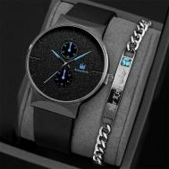 Наручные часы Часы мужские стильные кварцевые "" + браслет (А-006), черный SHAARMS