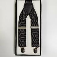 Подтяжки текстиль, металл, подарочная упаковка, длина 190 см., черный Suspenders