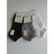 Мужские носки , 3 пары, укороченные, износостойкие, размер 41-47, черный, серый Osko