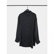 Рубашка  , свободный силуэт, длинный рукав, размер 34, черный Han Kjobenhavn
