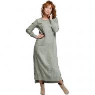 Платье , лен, прямой силуэт, макси, карманы, размер 44-46, зеленый Kayros