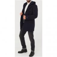 Пальто , демисезон/зима, силуэт прилегающий, средней длины, съемная подкладка, капюшон, карманы, подкладка, утепленное, размер 48-182, синий Misteks design