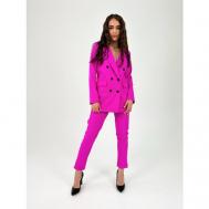 Костюм , жакет и брюки, классический стиль, полуприлегающий силуэт, пояс на резинке, подкладка, размер 44, фиолетовый Blazer