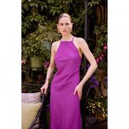 Платье-комбинация , вискоза, в классическом стиле, макси, открытая спина, размер 46, фиолетовый Sashaskvo
