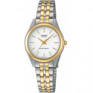 Наручные часы  Часы японские наручные женские кварцевые на браслете  LTP-1129PG-7A, серебряный, золотой Casio