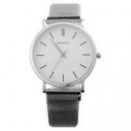 Наручные часы  Часы наручные женские "Geneve", дискретный ход, ремешок 8.5 и 11 см, d=3 см, серебряный Мастер К