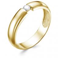 Кольцо обручальное , желтое золото, 585 проба, родирование, бриллиант, размер 17.5, бесцветный Vesna jewelry